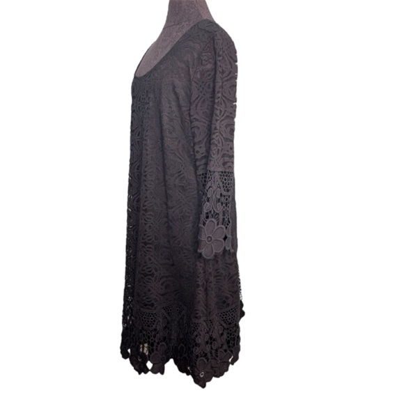 NWT Alfani Plus Size Black Lace Crochet Floral Dress - Picture 2 of 12